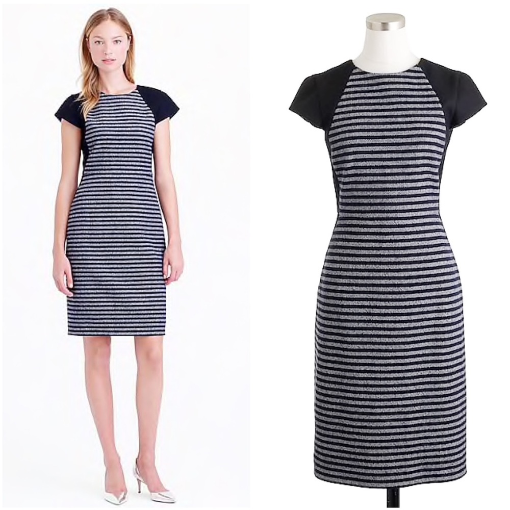 J. CREW Striped Tweed Colorblock Dress